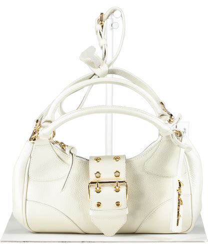 LUIZA BARCELOS Off White Leather Baguette Bag.